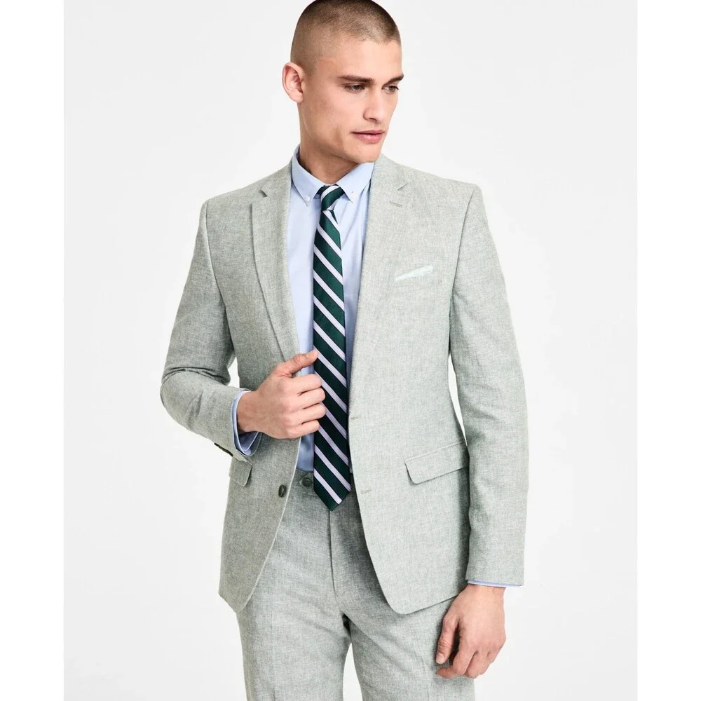 BAR III Suit Jacket Size 38S Green Slim Fit Linen Cotton NWT $360